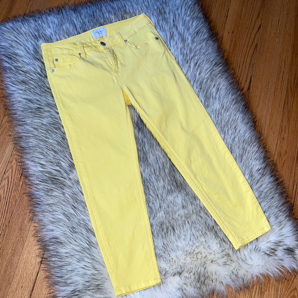 Celebrity Pink Pastel Yellow Cropped Skinny Pants 27